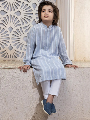 Elegant Blue Striped Kurta Pajama