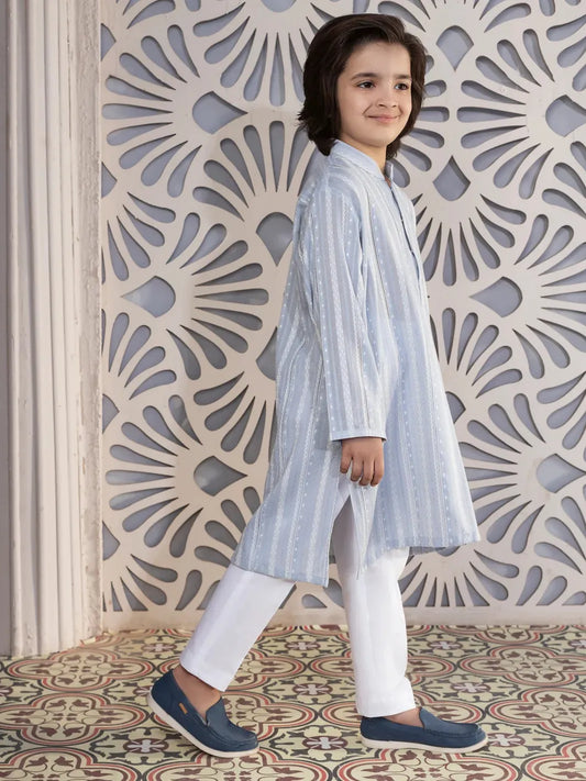 Elegant Blue Striped Kurta Pajama