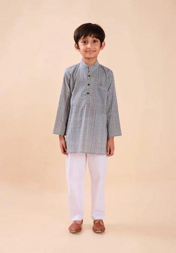 Classic Grey Textured Kurta Pajama