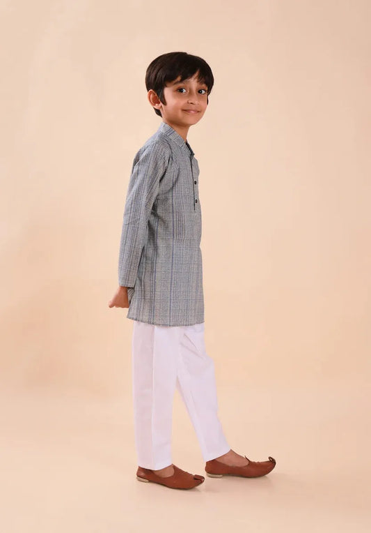Classic Grey Textured Kurta Pajama