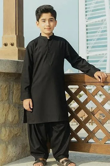 Boys Elegant Black Kurta Shalwar