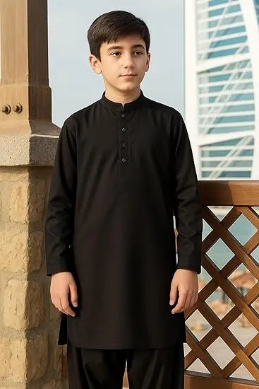 Boys Elegant Black Kurta Shalwar